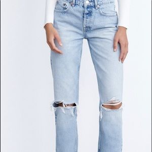 Zara Ripped straight jeans size 8 NWT